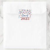 Sticker Carré Red Blue Confetti Graduation 2025 (Sac)