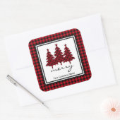 Sticker Carré Red Buffalo Check Pine Trees Company (Enveloppe)