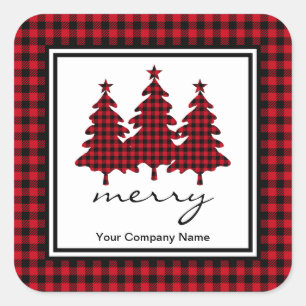 Sticker Carré Red Buffalo Check Pine Trees Company