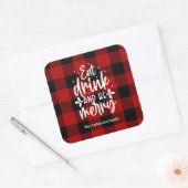 Sticker Carré Red Buffalo Plaid “Eat, Drink & Be Merry (Enveloppe)