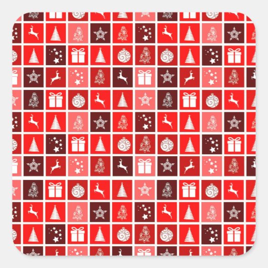 Sticker Carré Red Christmas Holiday Cute Tree Reinder (Devant)