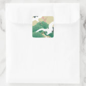 Sticker Carré red-crowned crane (Sac)