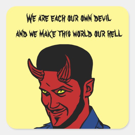 Sticker Carré Red Devil Demon Man Lucifer Hell cite Art (Devant)