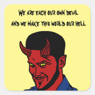 Sticker Carré Red Devil Demon Man Lucifer Hell cite Art