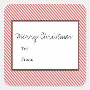 Sticker Carré Red Diagonal Festive Stripes Holiday