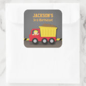 Sticker Carré Red Dump Truck Boy Construction fête d'anniversair (Sac)