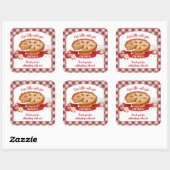 Sticker Carré Red En vichy Apple Cutie Pie Anniversaire (Feuille)