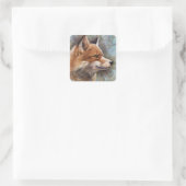Sticker Carré Red Fox Profil Portrait Aquarelle Arrière - plan A (Sac)
