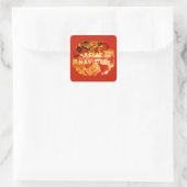 Sticker Carré Red Gold Feliz Navidad Modern Merry Christmas (Sac)