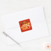 Sticker Carré Red Gold Feliz Navidad Modern Merry Christmas (Enveloppe)