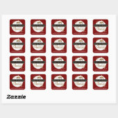 Sticker Carré Red Gold Modern Script Honey avec abeille à miel (Feuille)