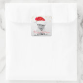 Sticker Carré RED Gold Parties scintillant Confetti Joyeux Noël  (Sac)