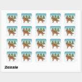 Sticker Carré Red Golden Retriever Chien Blue Snowy Noël (Feuille)