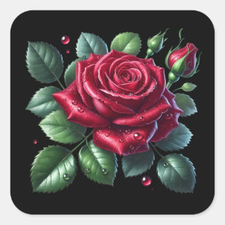 Sticker Carré Red Gothic Rose
