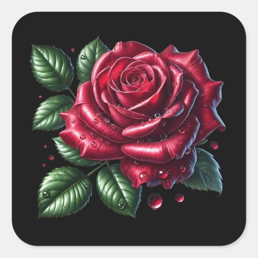 Sticker Carré Red Gothic Rose (Devant)