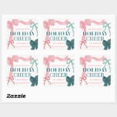Sticker Carré Red & Green Bows Holiday Joyeux Noël (Feuille)