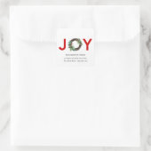 STICKER CARRÉ RED GREEN HOLLY BERRY JOY WREATH ADRESSE NOËL (Sac)
