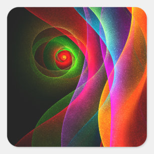 Sticker Carré Red Green Orange Modern Abstrait Art Motif #22