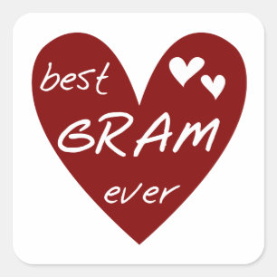 Sticker Carré Red Heart Best Gram Ever Tshirts et cadeaux