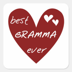 Sticker Carré Red Heart Best Gramma Ever T-shirts et cadeaux
