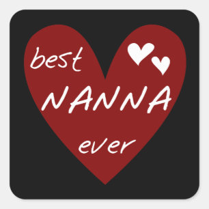 Sticker Carré Red Heart Best Nanna T-shirts et cadeaux Ever