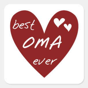 Sticker Carré Red Heart Best Oma Ever T-shirts et cadeaux