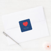 Sticker Carré Red Heart Blue Modern Minimalist Wedding (Enveloppe)