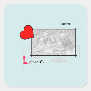 Sticker Carré Red Heart Forever Love Photo