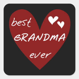 Sticker Carré Red Heart Meilleure grand-mère toujours T-shirts c