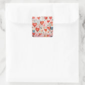 Sticker Carré Red Hearts Whimsical Love Motif (Sac)