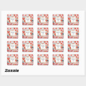 Sticker Carré Red Hearts Whimsical Love Motif Mariage Date (Feuille)