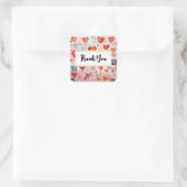Sticker Carré Red Hearts Whimsical Love Motif Merci (Sac)