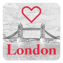 Red I LOVE LONDON Embossé Tower Bridge