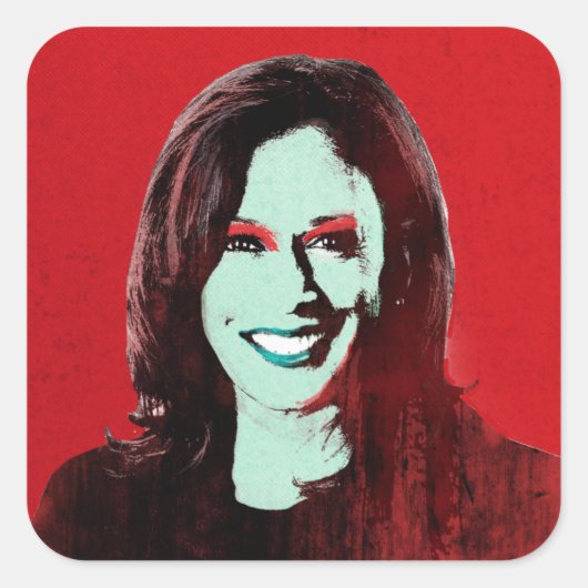 Sticker Carré Red Kamala Harris Pop Art (Devant)