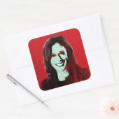 Sticker Carré Red Kamala Harris Pop Art (Enveloppe)