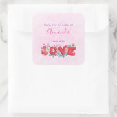 Sticker Carré Red Love Texte en caractères gras lettres bloc cui (Sac)