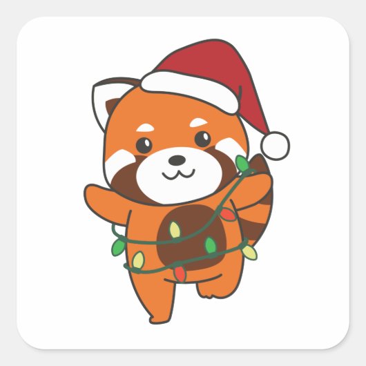 Sticker Carré Red Panda Christmas Animaux d'hiver Red Pandas Squ (Devant)