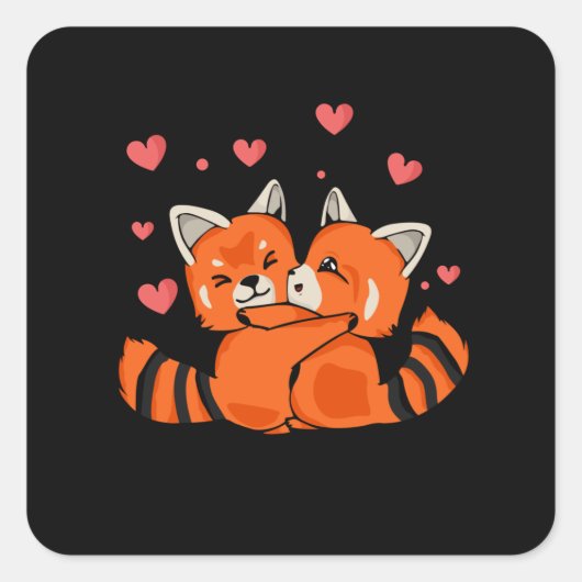 Sticker Carré Red Panda Lover Valentines Day (Devant)