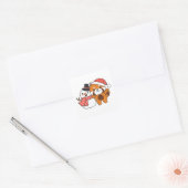 Sticker Carré Red Panda With Snowman In Winter For Christmas (Enveloppe)