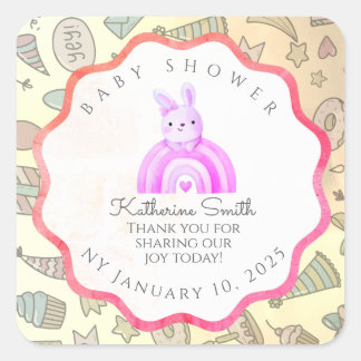 Sticker Carré red pastel babyshower Adorable cute Celebration