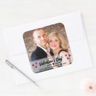Sticker Carré Red Pink Hearts Scribbled Valentine's Day Photo