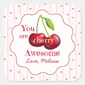 Sticker Carré Red Pink Valentine You Are Cherry Awesome  (Devant)