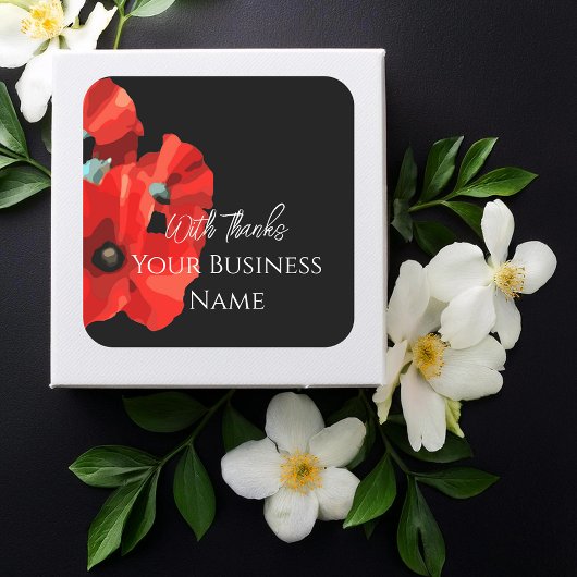 Sticker Carré Red Poppy Merci