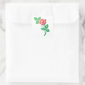 Sticker Carré Red Rose Flower Design – Classic Floral Beauty (Sac)