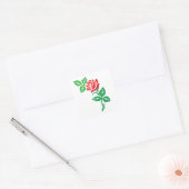 Sticker Carré Red Rose Flower Design – Classic Floral Beauty (Enveloppe)