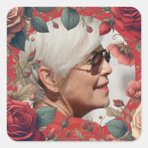 Sticker Carré Red Roses PHOTO Memorial Keepsaké Sentimental