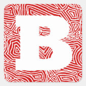 Sticker Carré Red Scribbleprint Initial (Devant)