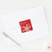 Sticker Carré Red Snowflakes Noël Mariage Enregistrer la date (Enveloppe)