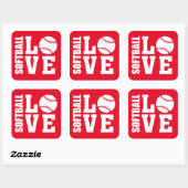 Sticker Carré Red Softball Love (Feuille)