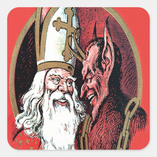 Sticker Carré Red St Nicholas Krampus (Devant)